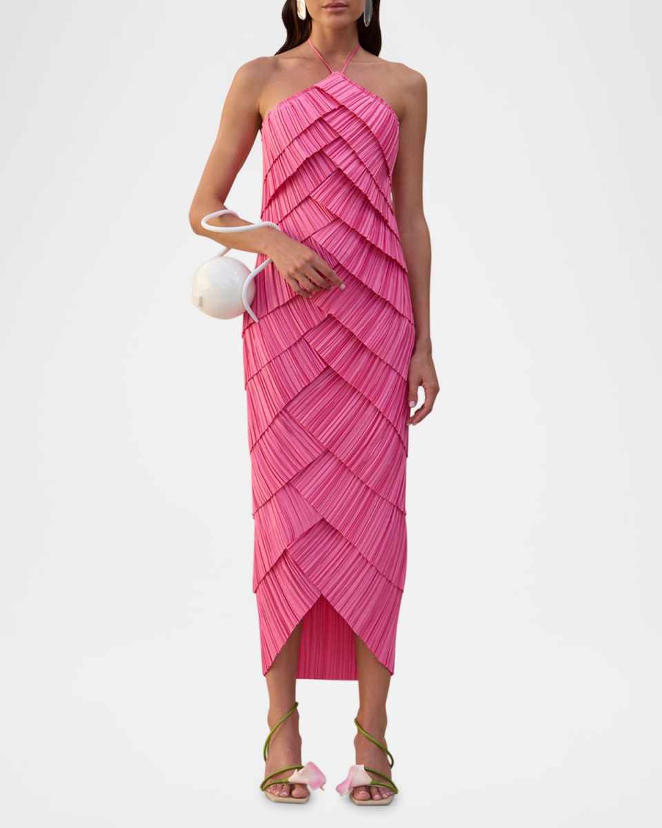 Patrizia Layered Halter Midi Dress